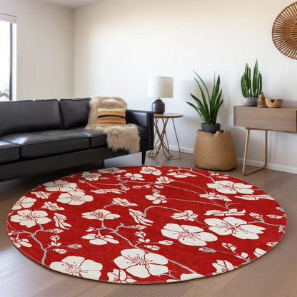 Ensa Red Washable Indoor-Outdoor Rug-Outdoor Rugs-LOOMLAN Rugs-LOOMLAN