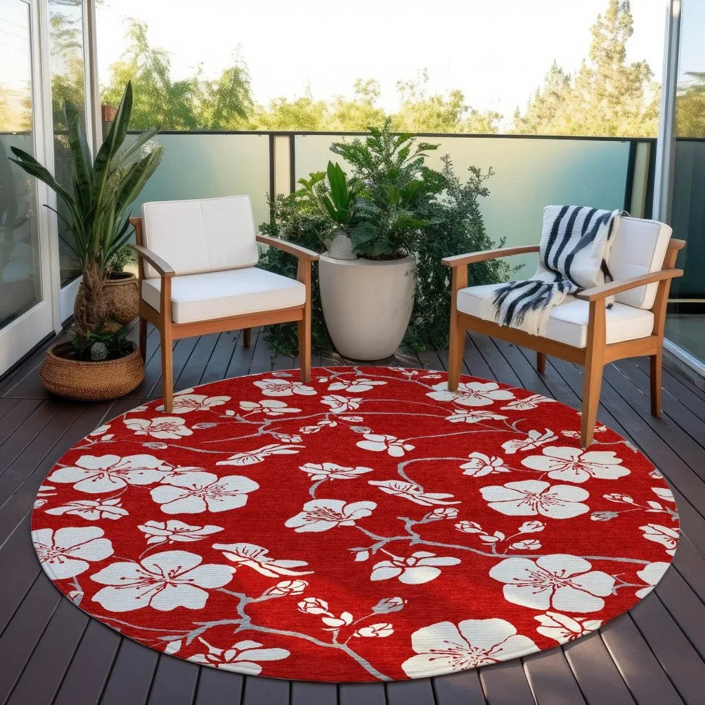 Ensa Red Washable Indoor-Outdoor Rug-Outdoor Rugs-LOOMLAN Rugs-LOOMLAN