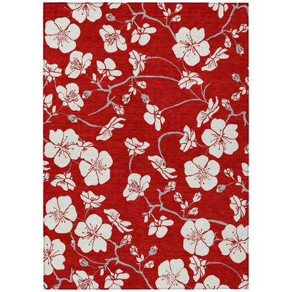 Ensa Red Washable Indoor-Outdoor Rug-Outdoor Rugs-LOOMLAN Rugs-2'6" x 3'10"-LOOMLAN