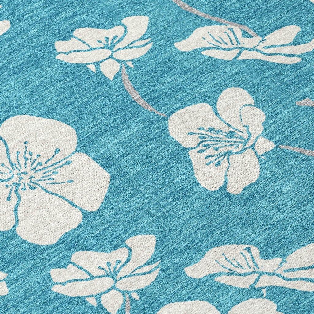 Ensa Teal Washable Indoor-Outdoor Rug-Outdoor Rugs-LOOMLAN Rugs-LOOMLAN