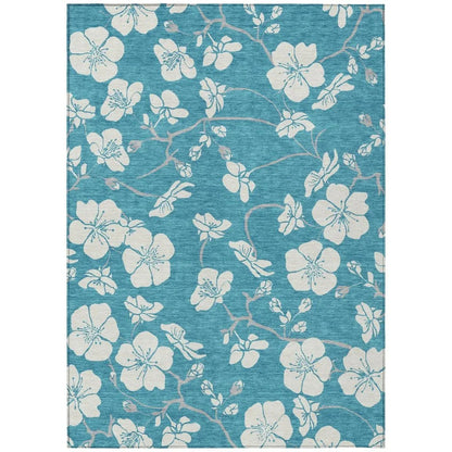 Ensa Teal Washable Indoor-Outdoor Rug-Outdoor Rugs-LOOMLAN Rugs-2'6" x 3'10"-LOOMLAN