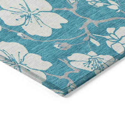 Ensa Teal Washable Indoor-Outdoor Rug-Outdoor Rugs-LOOMLAN Rugs-LOOMLAN