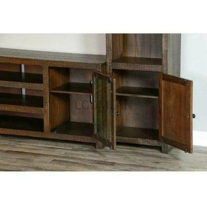 Entertainment Wall Unit For TV Up to 72" With Bookcase-Entertainment Wall Unit-Sunny D-LOOMLAN