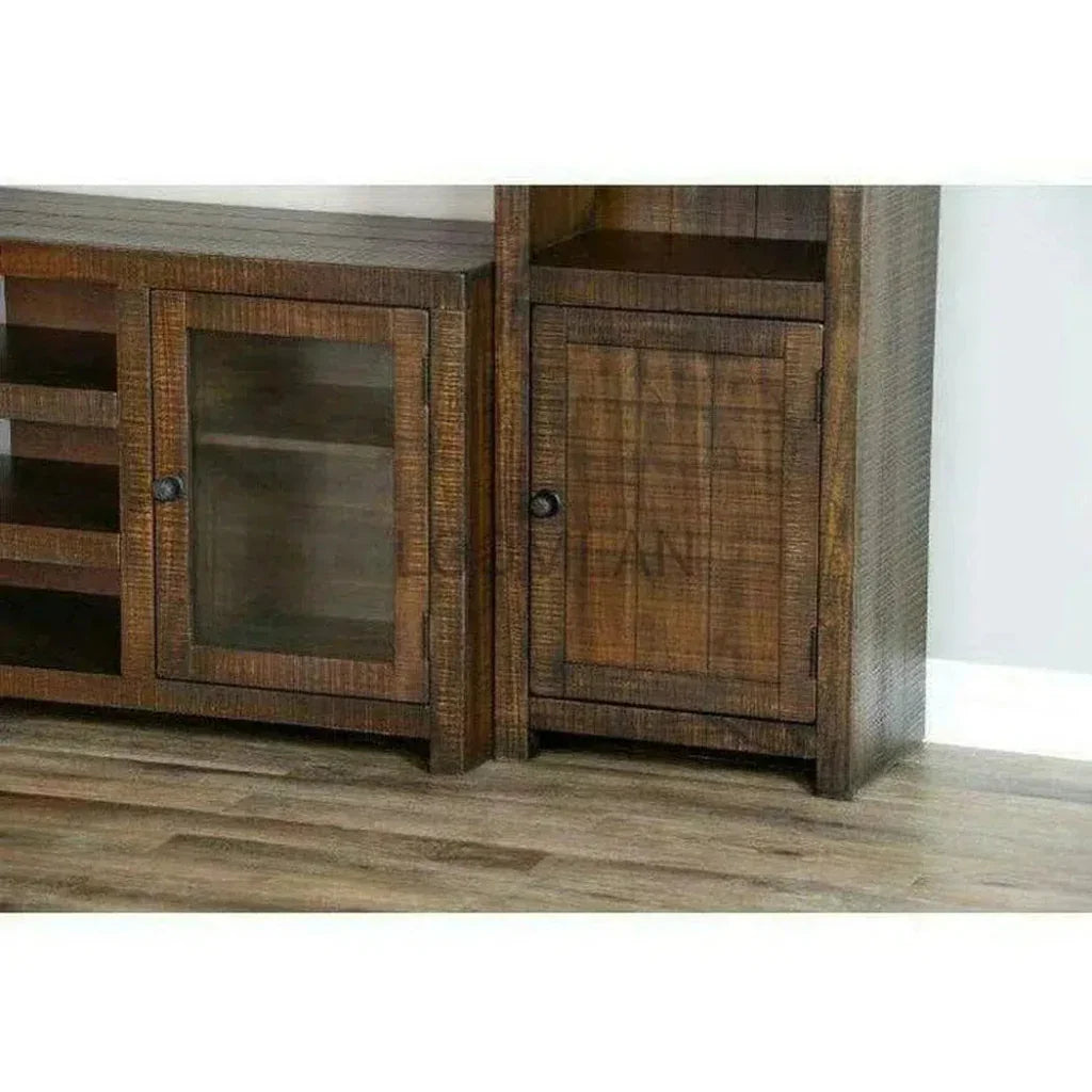 Entertainment Wall Unit For TV Up to 72" With Bookcase-Entertainment Wall Unit-Sunny D-LOOMLAN