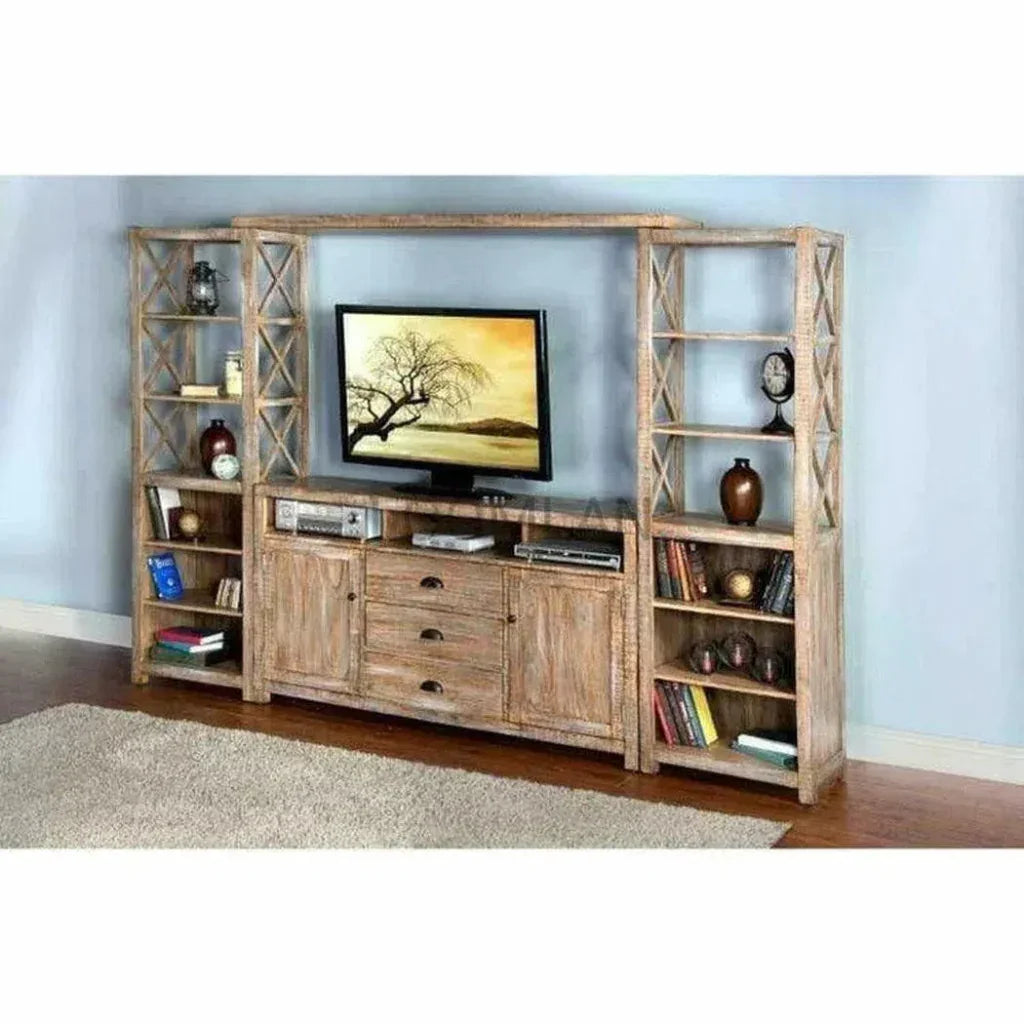 Entertainment Wall Unit TV Stand Farmhouse-Entertainment Wall Unit-Sunny D-LOOMLAN
