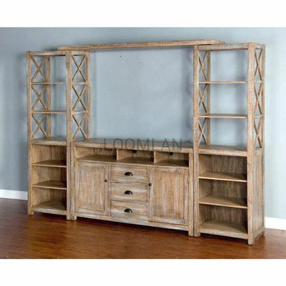 Entertainment Wall Unit TV Stand Farmhouse-Entertainment Wall Unit-Sunny D-LOOMLAN