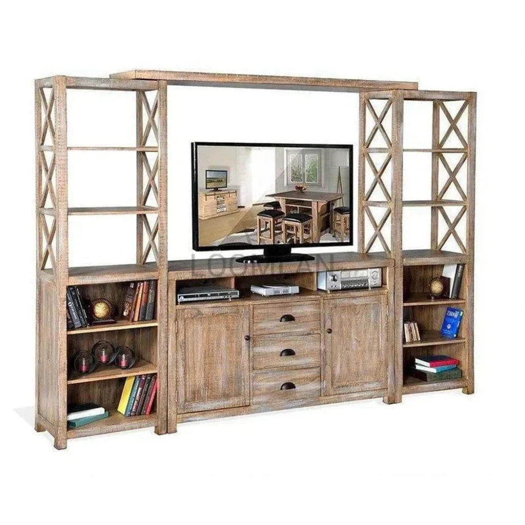 Entertainment Wall Unit TV Stand Farmhouse-Entertainment Wall Unit-Sunny D-LOOMLAN