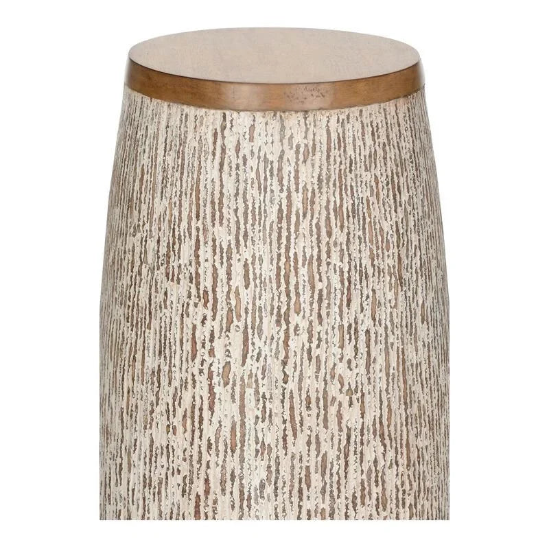 Enya Drum Shaped Wood Pedestal - LOOMLAN - Wildwood - Side Tables