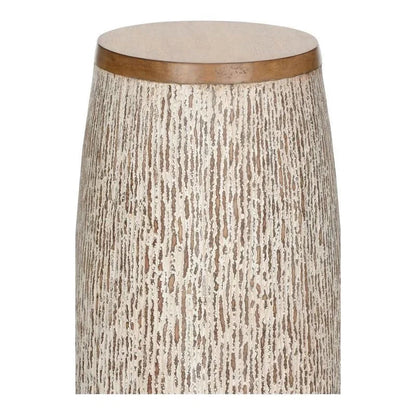 Enya Drum Shaped Wood Pedestal - LOOMLAN - Wildwood - Side Tables