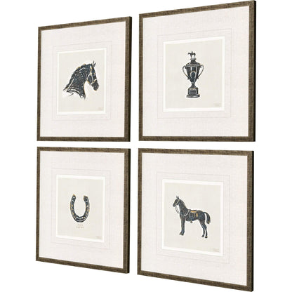 Equestrian Black Framed Wall Art 4PC