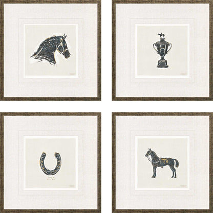 Equestrian Black Framed Wall Art 4PC