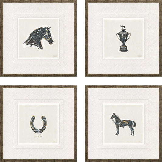 Equestrian Black Framed Wall Art 4PC