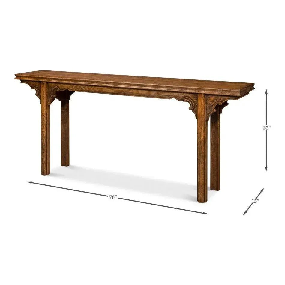 Equestrian Console Table Reclaimed Wood - LOOMLAN - Sarreid - Console Tables