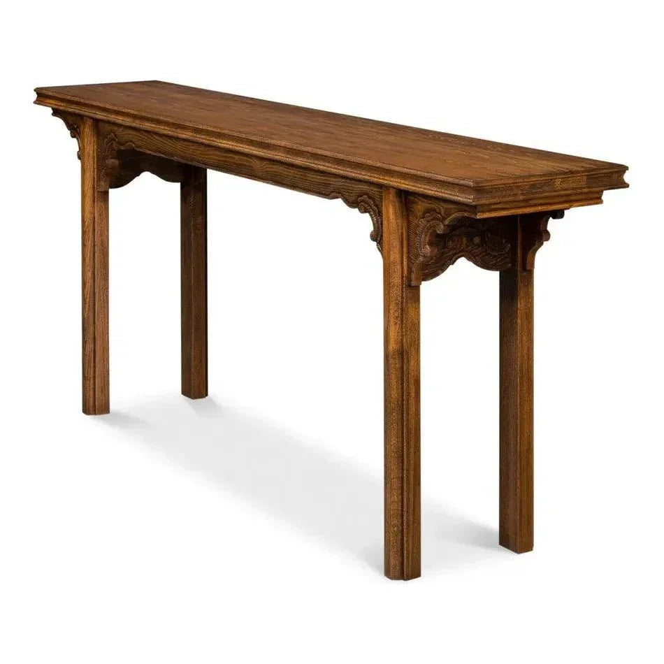 Equestrian Console Table Reclaimed Wood - LOOMLAN - Sarreid - Console Tables