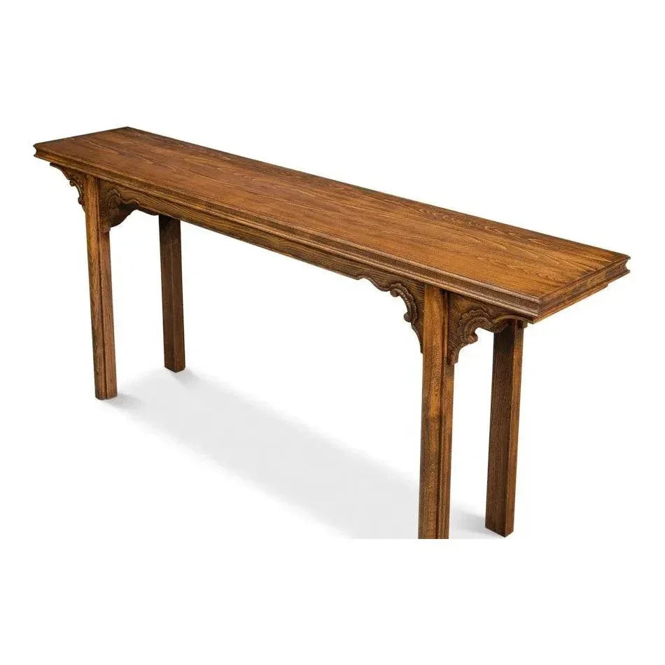 Equestrian Console Table Reclaimed Wood - LOOMLAN - Sarreid - Console Tables