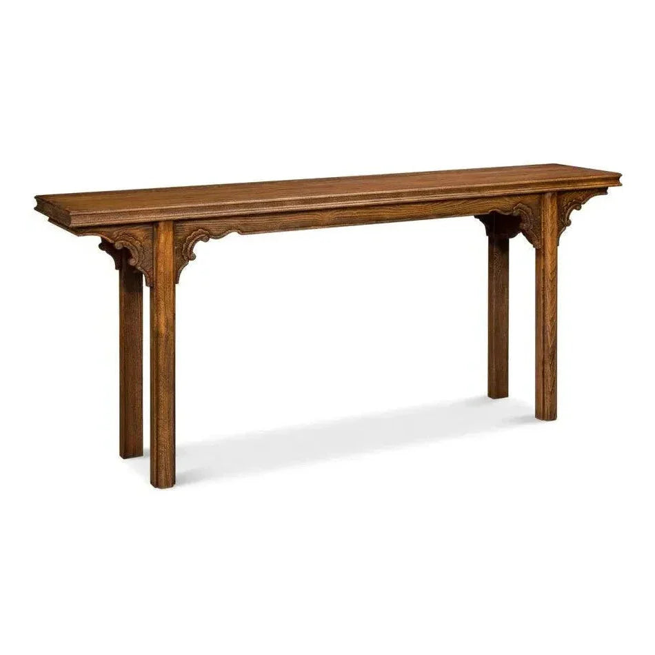 Equestrian Console Table Reclaimed Wood - LOOMLAN - Sarreid - Console Tables