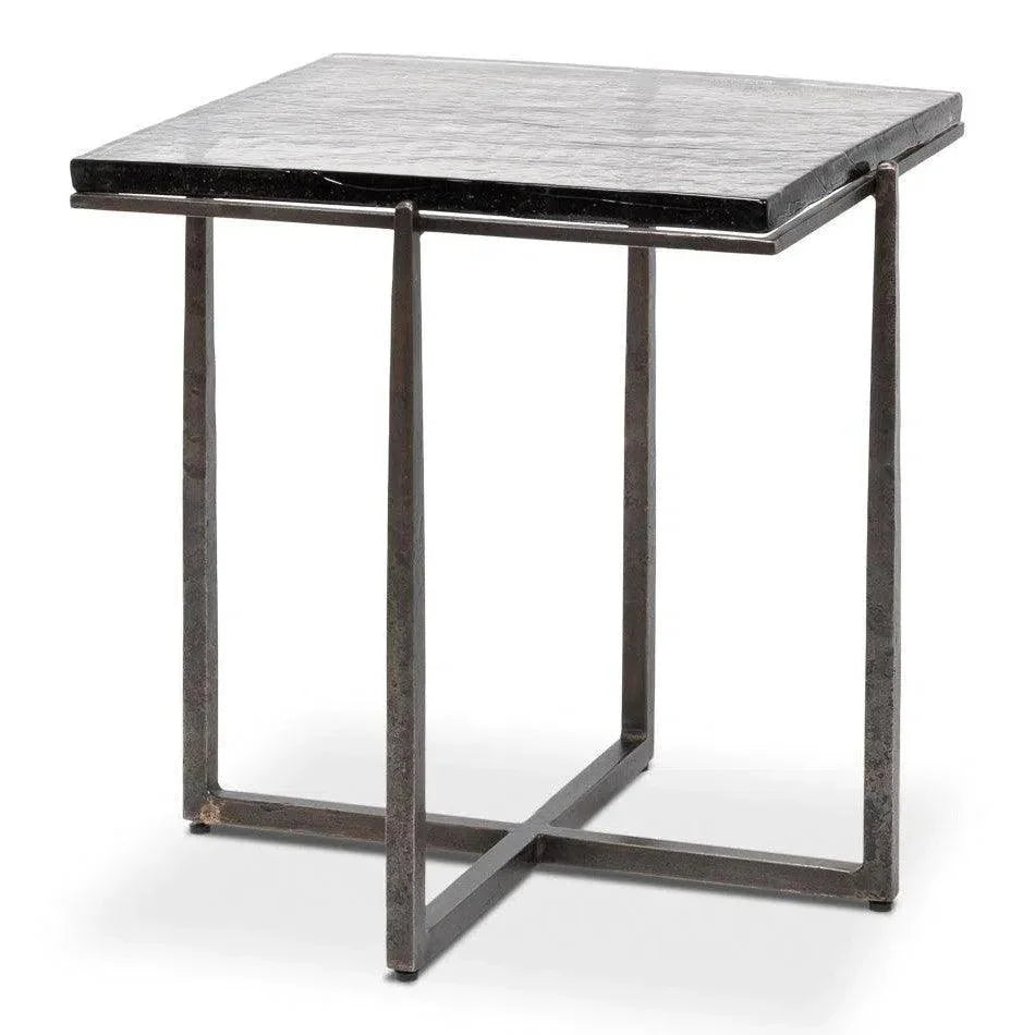 Erik Forged Iron Grey Square Side Table - LOOMLAN - Side Tables