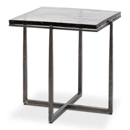 Erik Forged Iron Grey Square Side Table - LOOMLAN - Side Tables