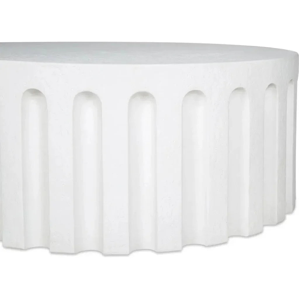 Eris White Concrete Outdoor Round Coffee Table-Outdoor Coffee Tables-Moe's Home-LOOMLAN