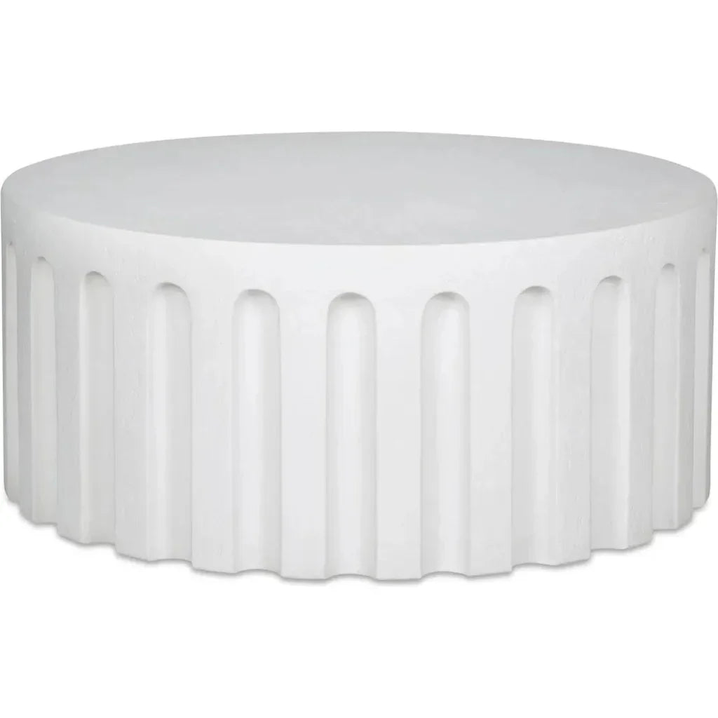 Eris White Concrete Outdoor Round Coffee Table-Outdoor Coffee Tables-Moe's Home-LOOMLAN