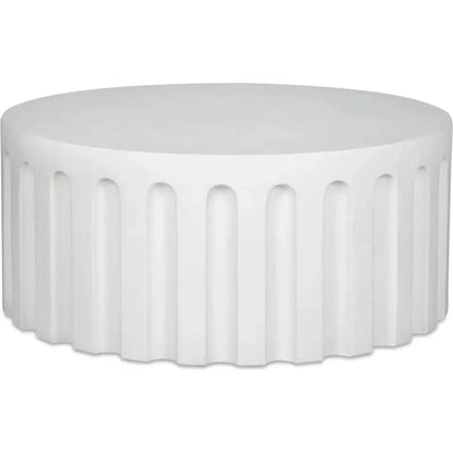 Eris White Concrete Outdoor Round Coffee Table-Outdoor Coffee Tables-Moe's Home-LOOMLAN