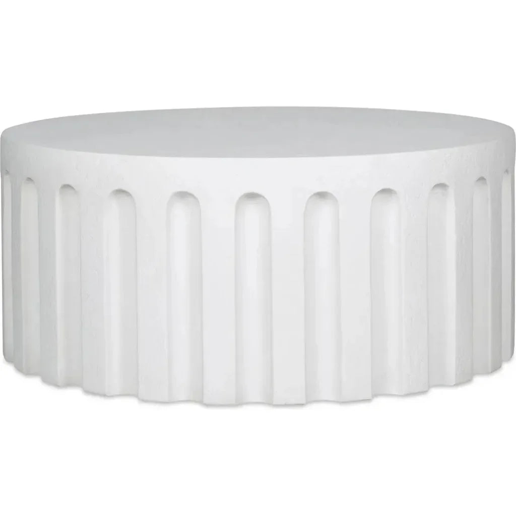 Eris White Concrete Outdoor Round Coffee Table-Outdoor Coffee Tables-Moe's Home-LOOMLAN