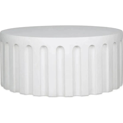 Eris White Concrete Outdoor Round Coffee Table-Outdoor Coffee Tables-Moe's Home-LOOMLAN