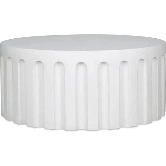 Eris White Concrete Outdoor Round Coffee Table-Outdoor Coffee Tables-Moe's Home-LOOMLAN