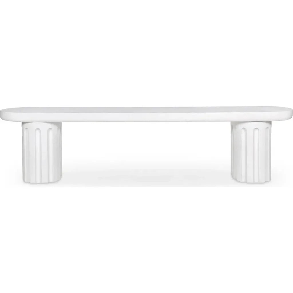 Eris White Concrete & Steel Outdoor Dining Bench-Outdoor Benches-Moe's Home-LOOMLAN