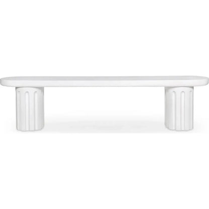 Eris White Concrete & Steel Outdoor Dining Bench-Outdoor Benches-Moe's Home-LOOMLAN