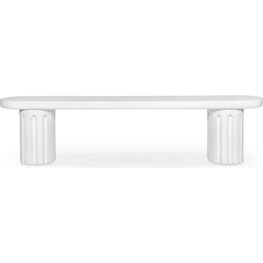 Eris White Concrete & Steel Outdoor Dining Bench-Outdoor Benches-Moe's Home-LOOMLAN