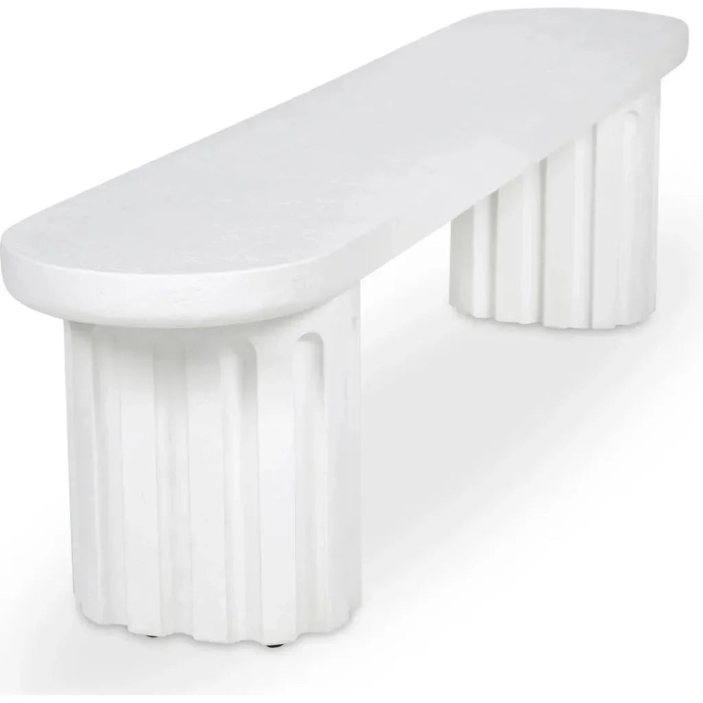 Eris White Concrete & Steel Outdoor Dining Bench-Outdoor Benches-Moe's Home-LOOMLAN