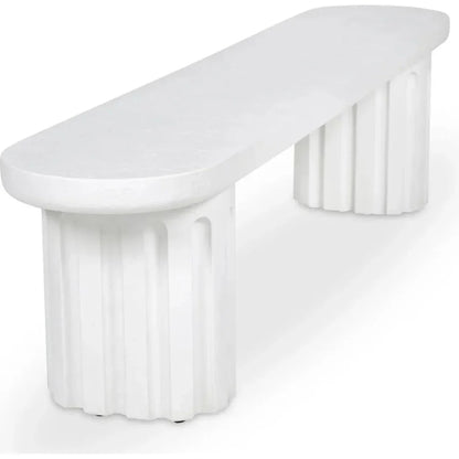 Eris White Concrete & Steel Outdoor Dining Bench-Outdoor Benches-Moe's Home-LOOMLAN