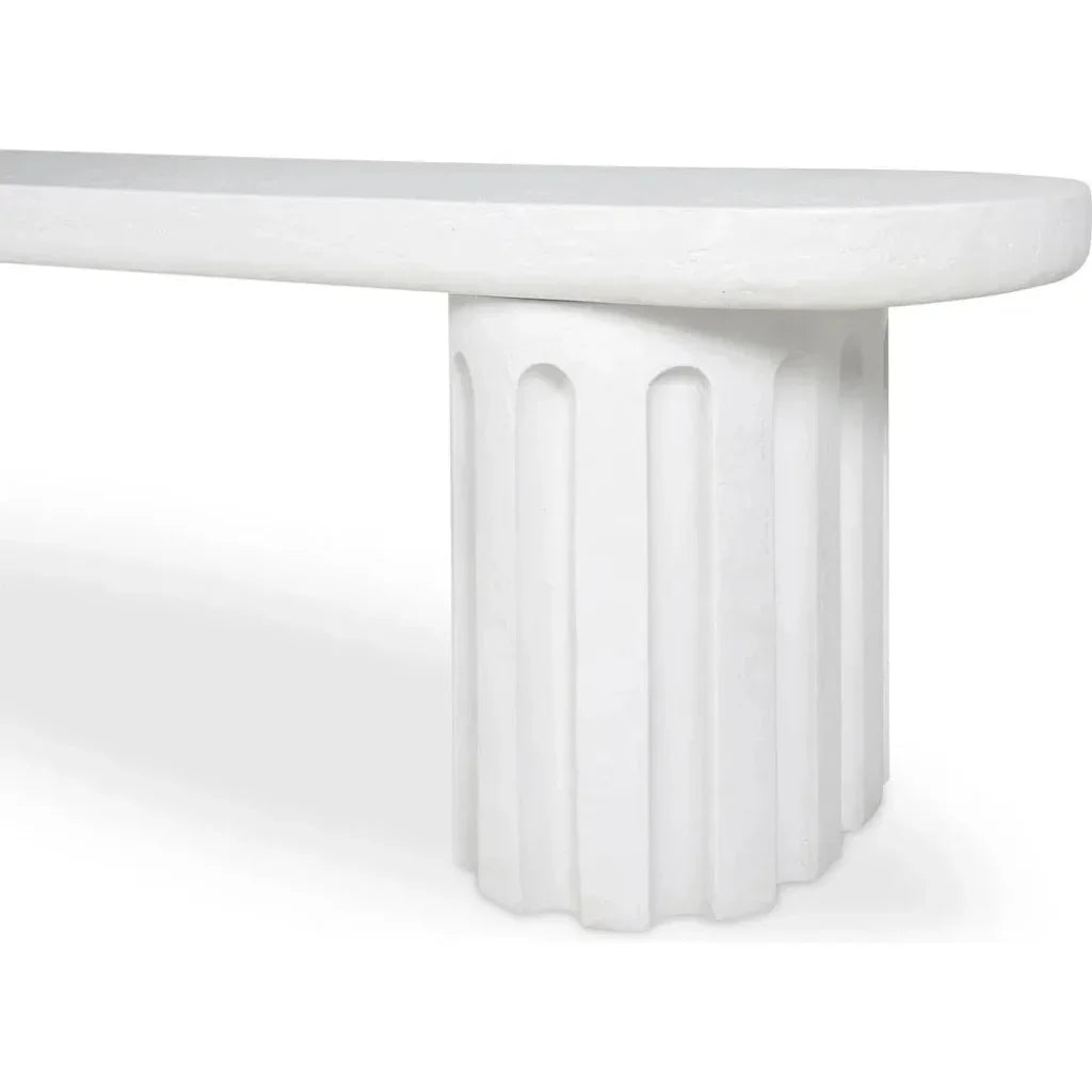 Eris White Concrete & Steel Outdoor Dining Bench-Outdoor Benches-Moe's Home-LOOMLAN
