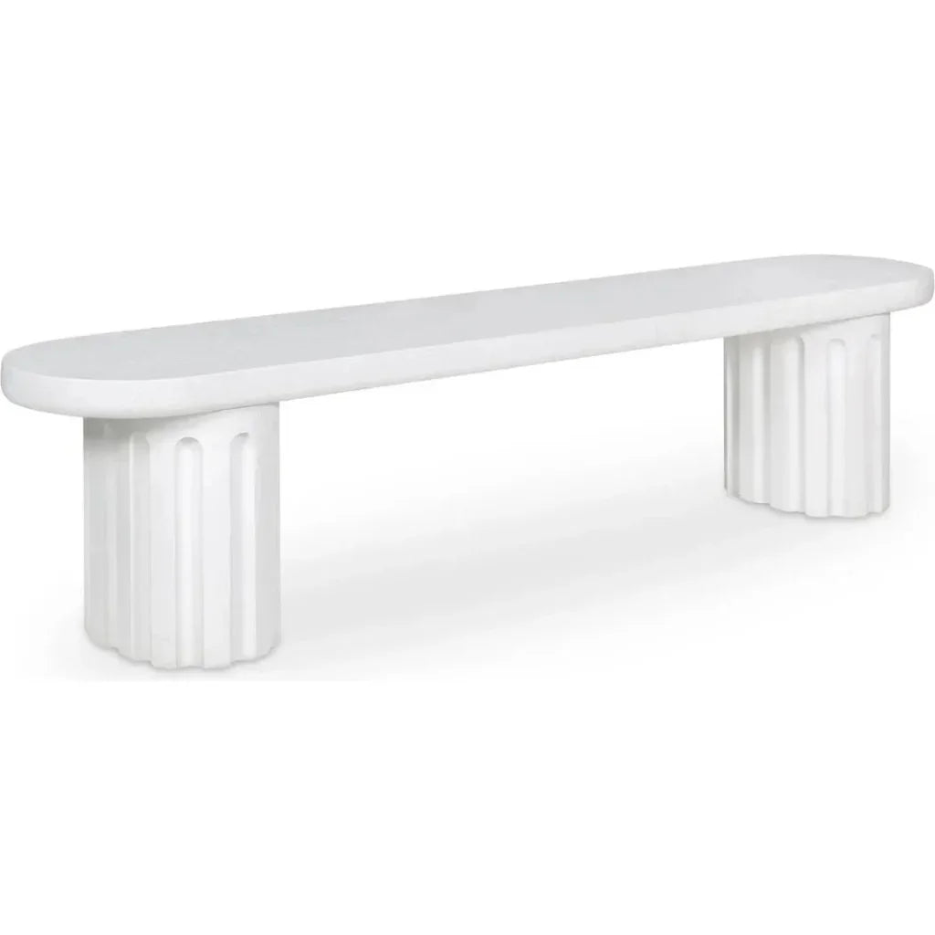 Eris White Concrete & Steel Outdoor Dining Bench-Outdoor Benches-Moe's Home-LOOMLAN