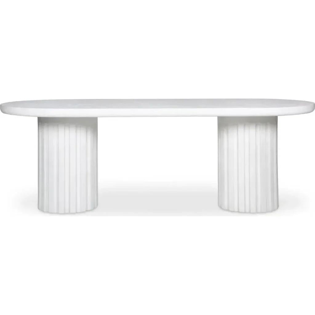 Eris White Concrete & Steel Oval Outdoor Dining Table-Outdoor Dining Tables-Moe's Home-LOOMLAN