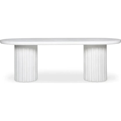 Eris White Concrete & Steel Oval Outdoor Dining Table-Outdoor Dining Tables-Moe's Home-LOOMLAN