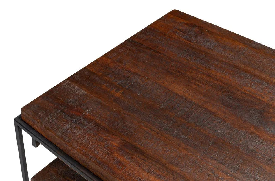 Ernest Iron Framed Brown Desk-Home Office Desks-Sarreid-LOOMLAN