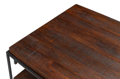 Ernest Iron Framed Brown Desk-Home Office Desks-Sarreid-LOOMLAN