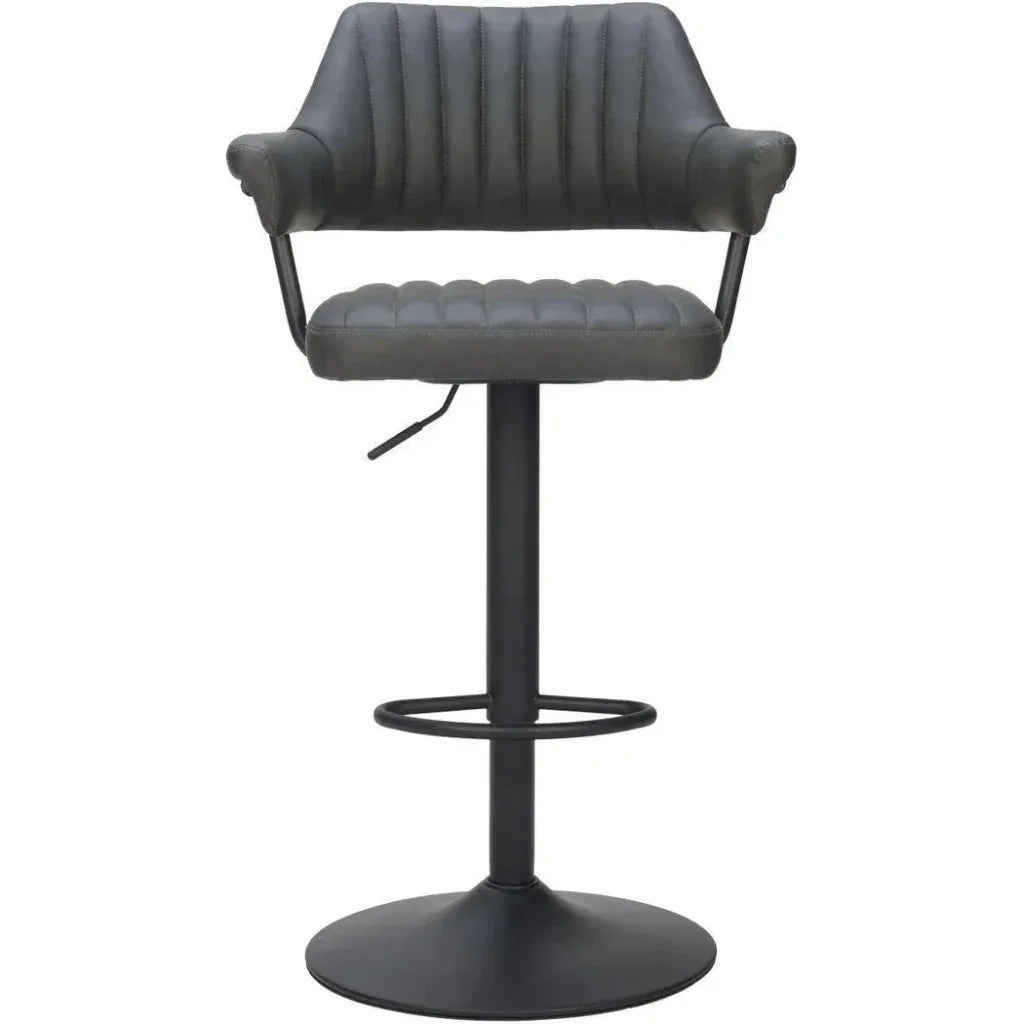 Erret Wood and Steel Grey Barstool - LOOMLAN - Zuo Modern - Bar Stools
