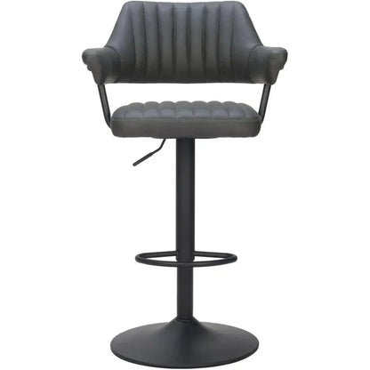 Erret Wood and Steel Grey Barstool - LOOMLAN - Zuo Modern - Bar Stools