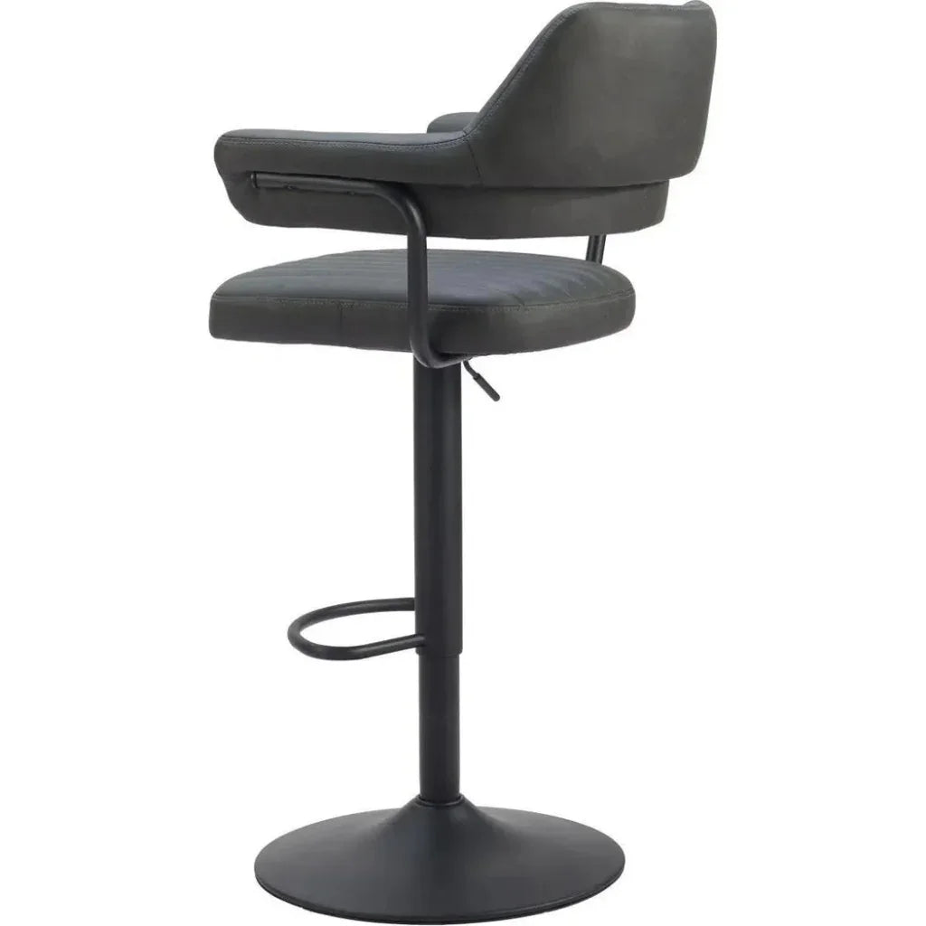 Erret Wood and Steel Grey Barstool - LOOMLAN - Zuo Modern - Bar Stools