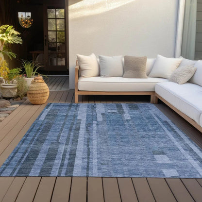 Esmara Blue Washable Indoor-Outdoor Rug-Outdoor Rugs-LOOMLAN Rugs-LOOMLAN