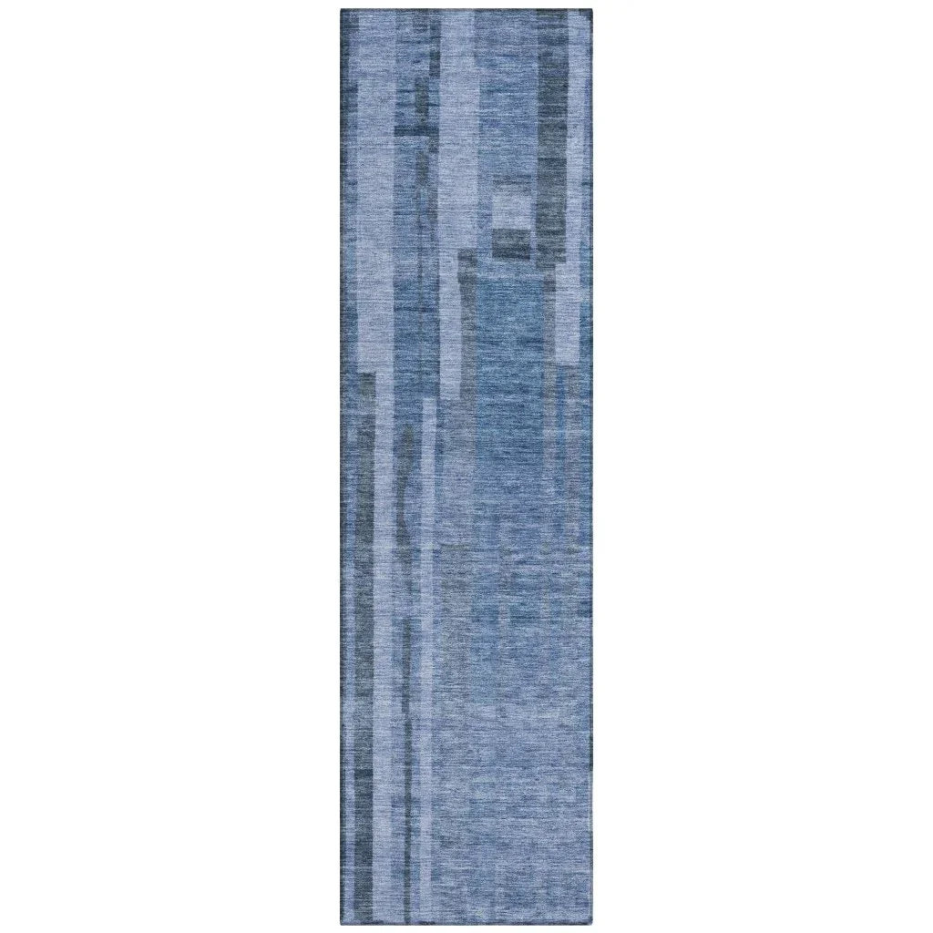Esmara Blue Washable Indoor-Outdoor Rug-Outdoor Rugs-LOOMLAN Rugs-2'3" x 7'6"-LOOMLAN
