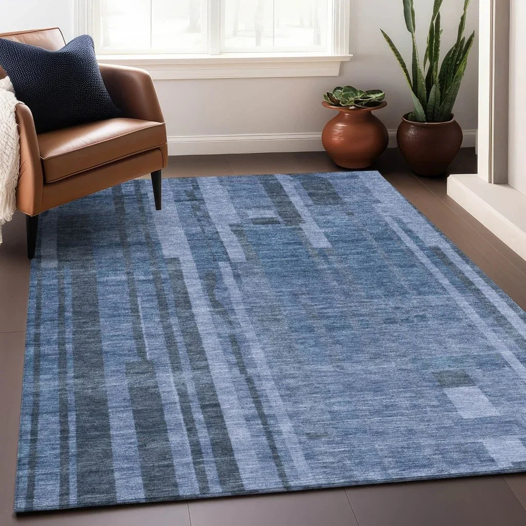 Esmara Blue Washable Indoor-Outdoor Rug-Outdoor Rugs-LOOMLAN Rugs-LOOMLAN