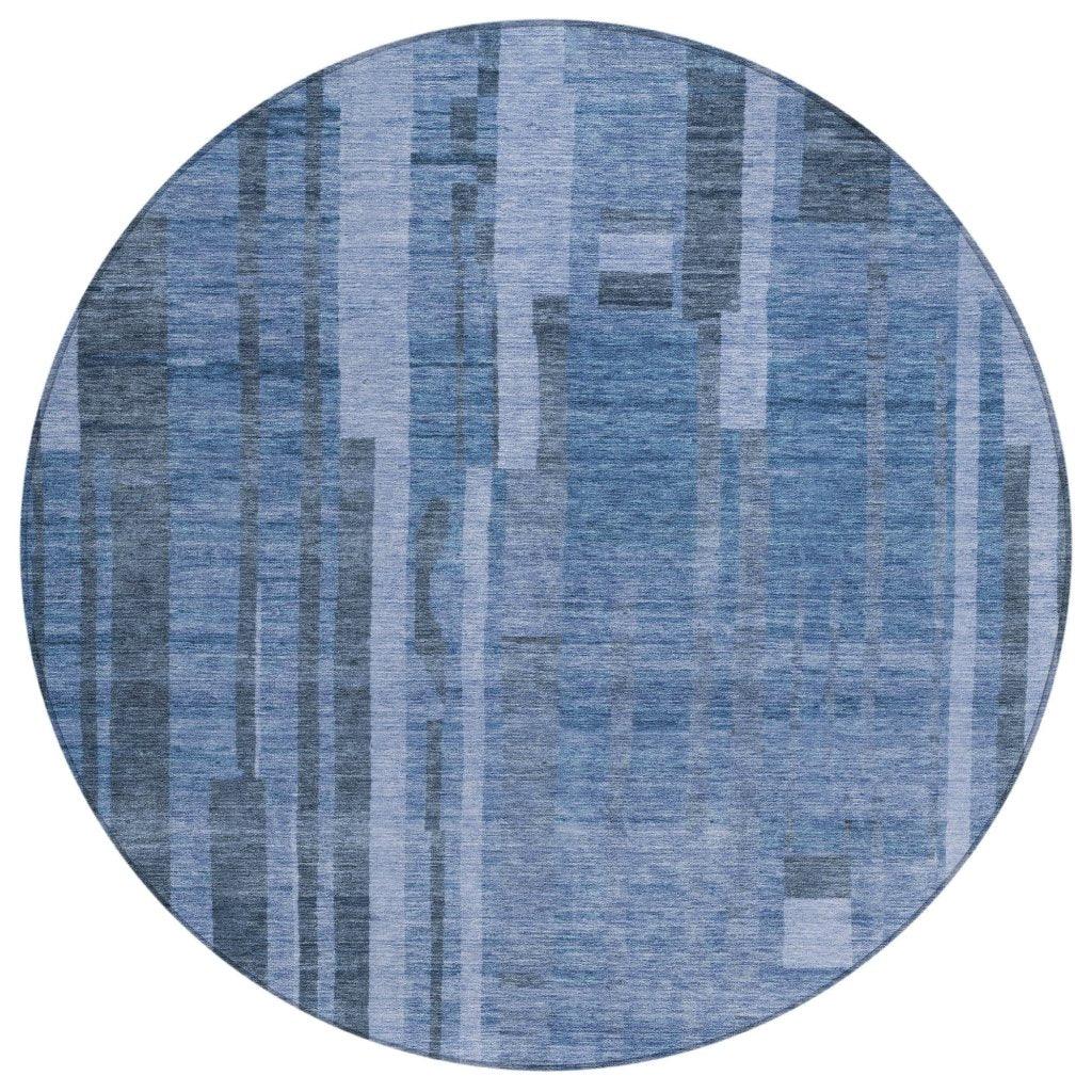 Esmara Blue Washable Indoor-Outdoor Rug-Outdoor Rugs-LOOMLAN Rugs-8' x 8'-LOOMLAN