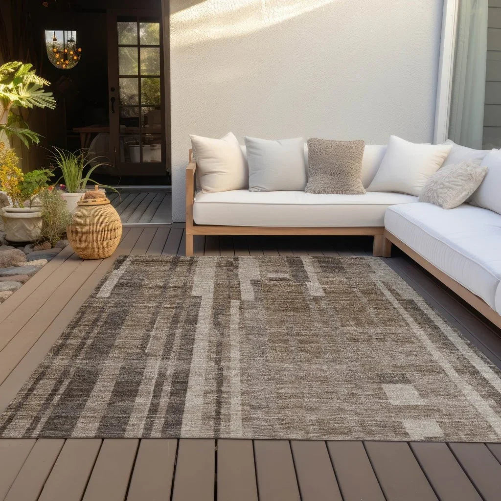 Esmara Brown Washable Indoor-Outdoor Rug-Outdoor Rugs-LOOMLAN Rugs-LOOMLAN