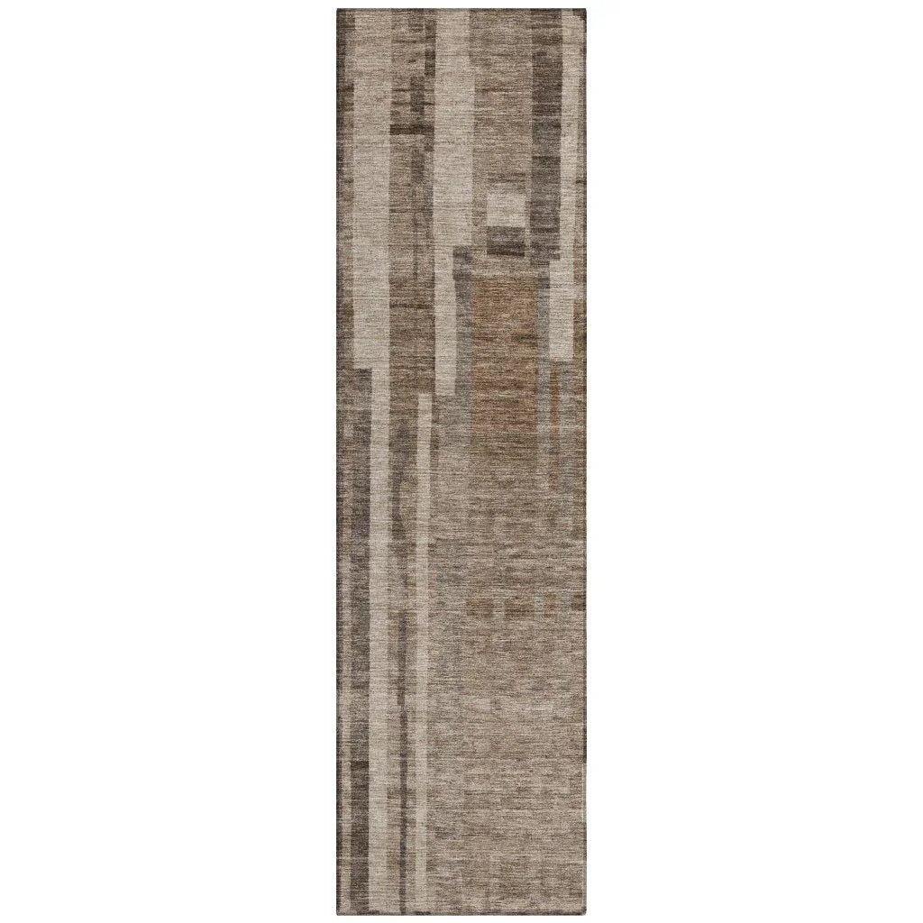 Esmara Brown Washable Indoor-Outdoor Rug-Outdoor Rugs-LOOMLAN Rugs-2'3" x 7'6"-LOOMLAN