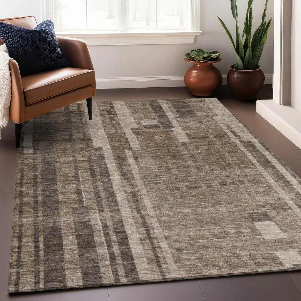 Esmara Brown Washable Indoor-Outdoor Rug-Outdoor Rugs-LOOMLAN Rugs-LOOMLAN