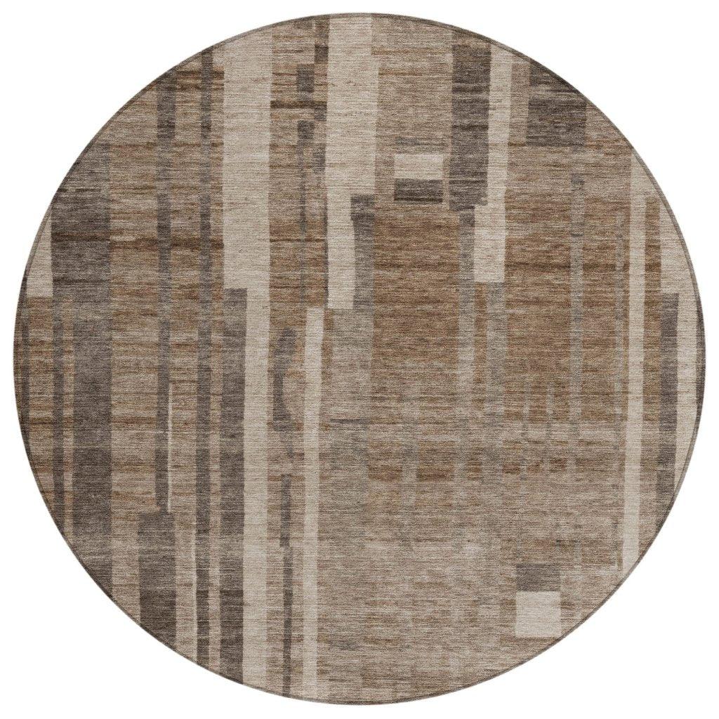 Esmara Brown Washable Indoor-Outdoor Rug-Outdoor Rugs-LOOMLAN Rugs-8' x 8'-LOOMLAN